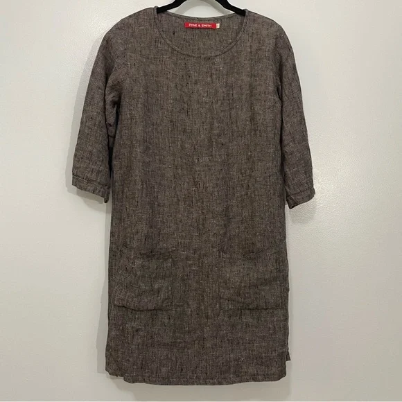 Pyne & Smith Flax Linen Textured Gray Dress Size S - Picture 3 of 14